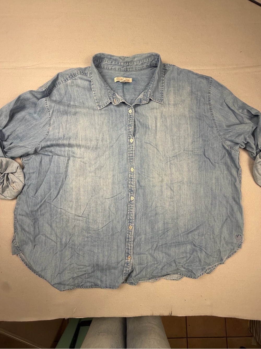 Gloria Vanderbilt Light Blue Denim Button-Down Shirt 4X